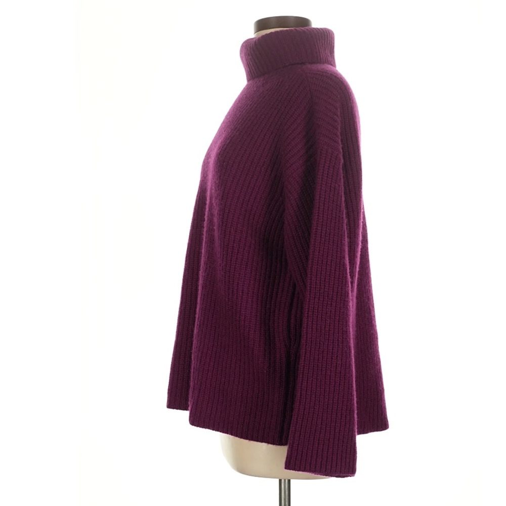 Ann Taylor Oversized Ribbed Mock Neck Cashmere Sweater Boxy Chunky Knit Medium - Picture 4 of 10